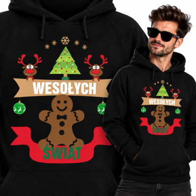 BLUZA Z KAPTUREM ŚWIĄTECZNA  PIERNIK